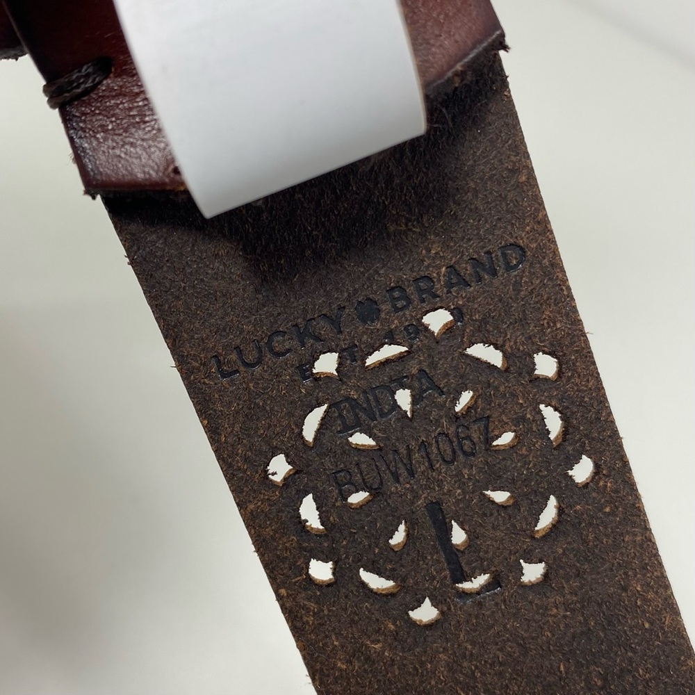 Lucky Brand Los Angeles Blossom Laser Cut Out Cognac Brown Casual Leather Belt L - Picture 5 of 14